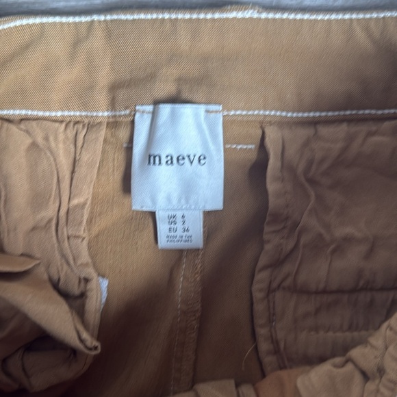 Anthropologie Maeve Linen Cotton Contrast Stitch High-Rise Wide-Leg Pants 2 - Picture 11 of 14